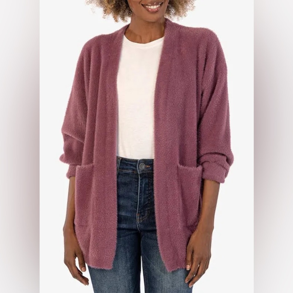 KUT from the Kloth Dana Longline Open Front‎ Cardigan Mauve Size XS